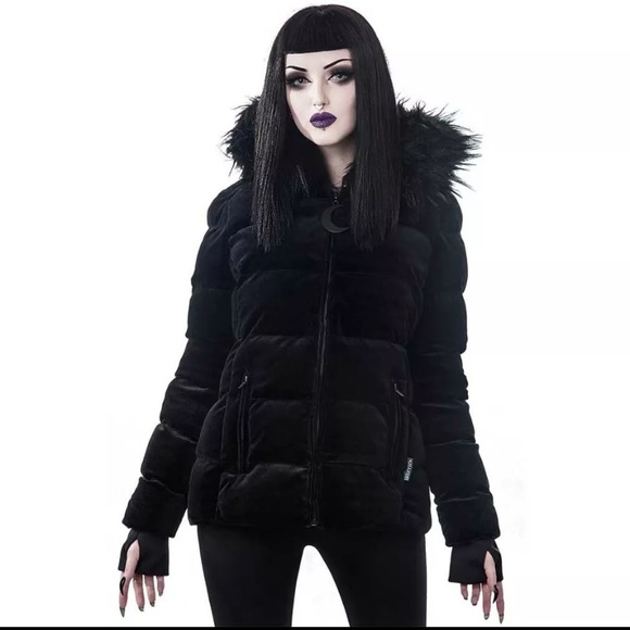 KILLSTAR Lisa Luna Velvet Winter Coat Jacket Corset Back - Picture 4 of 16